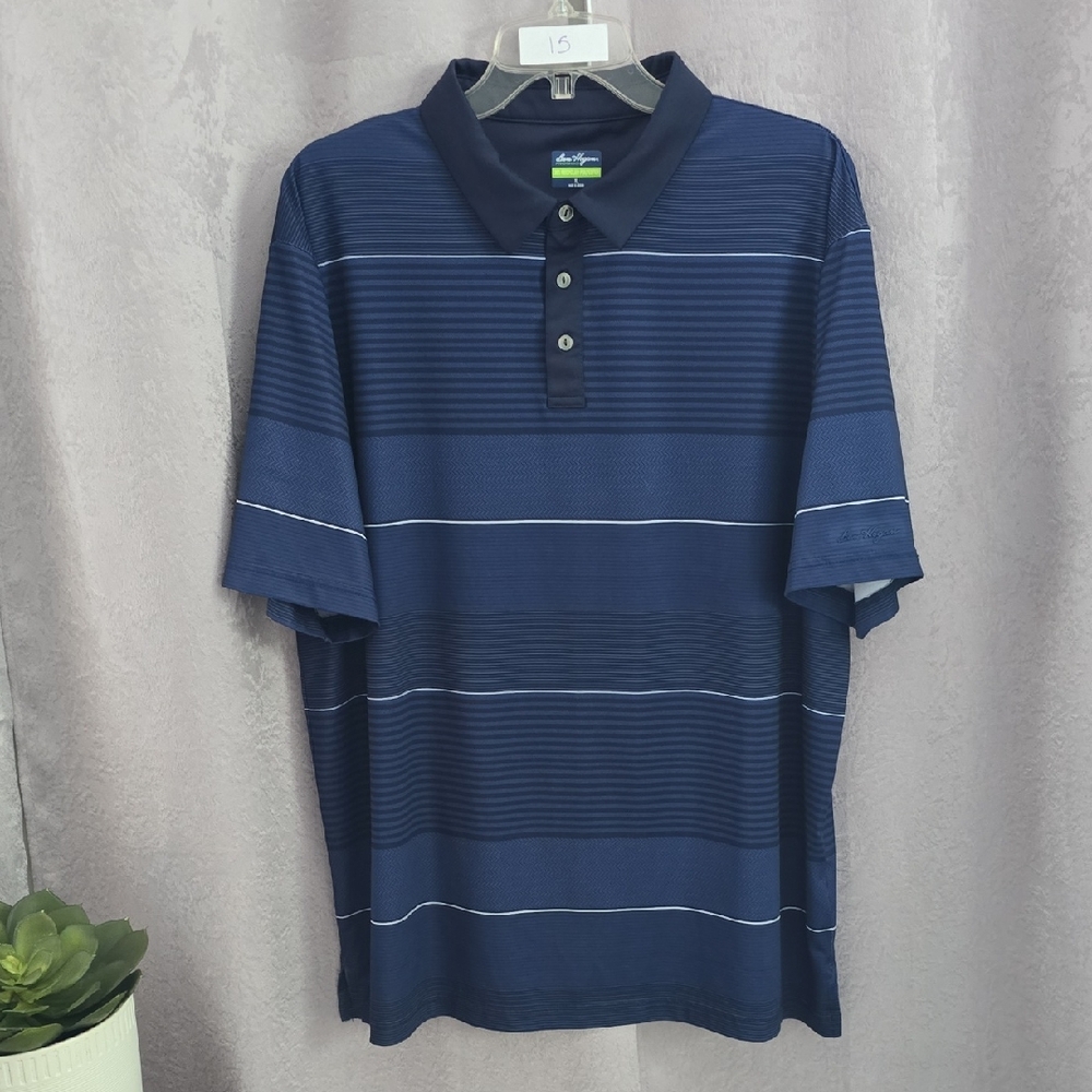 Ben Hogan Performance Navy Striped Golf Polo, Size XL - Picture 2 of 6